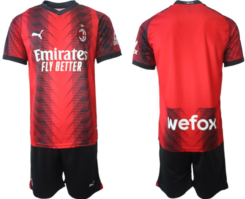 Men 2023-2024 Club AC Milan home blank red Soccer Jersey->ac milan jersey->Soccer Club Jersey